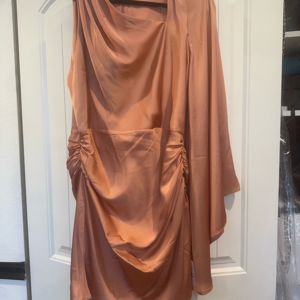 ASOS Copper Long Sleeve Draped Dress